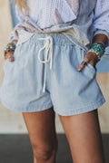 Vivie Drawstring Denim Shorts