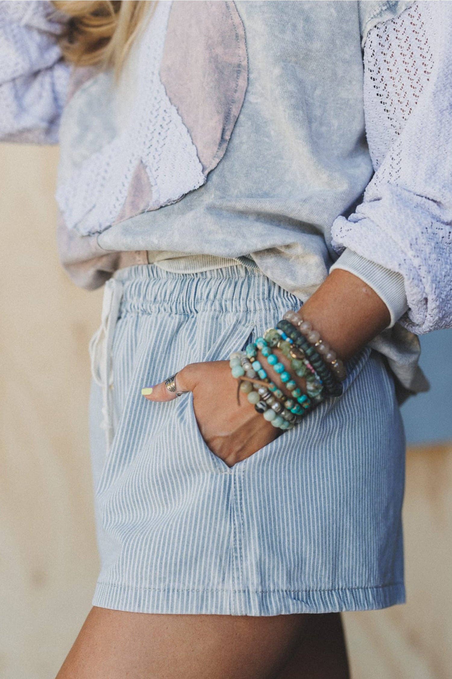 Vivie Drawstring Denim Shorts